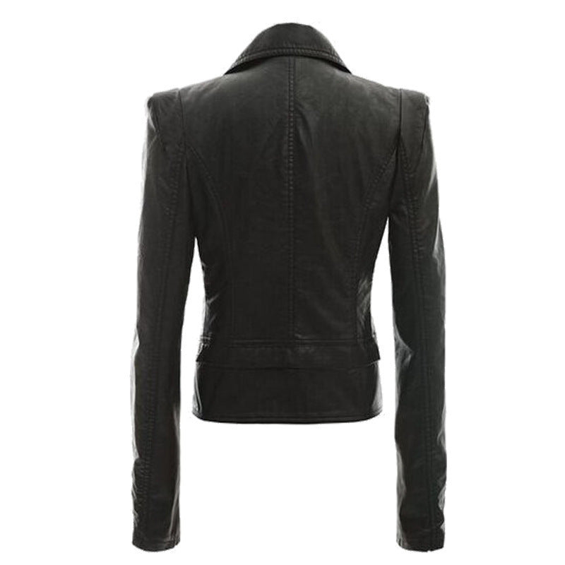 Crop Shrug Faux Slim Fit Zipper Leather Jacket