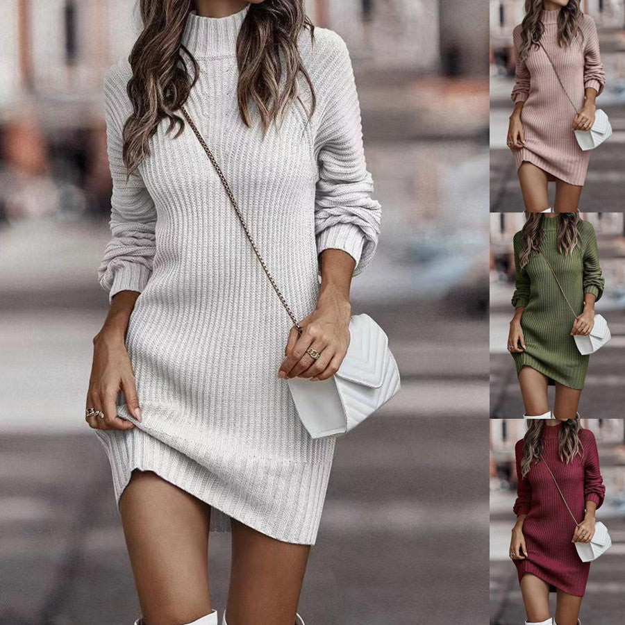 Women's Turtleneck Long Sweater Winter Fashion Long Sleeve Sweater Dress | Nowena