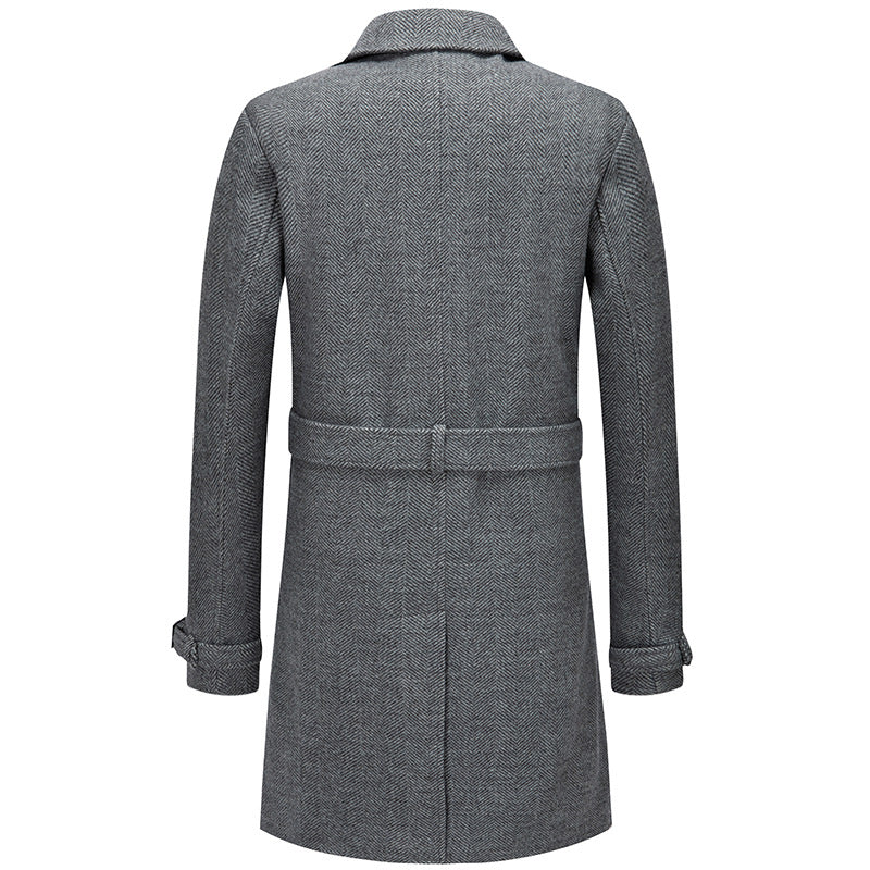 Men's Long Woolen Over The Knee Thickened Coat | Nowena\
