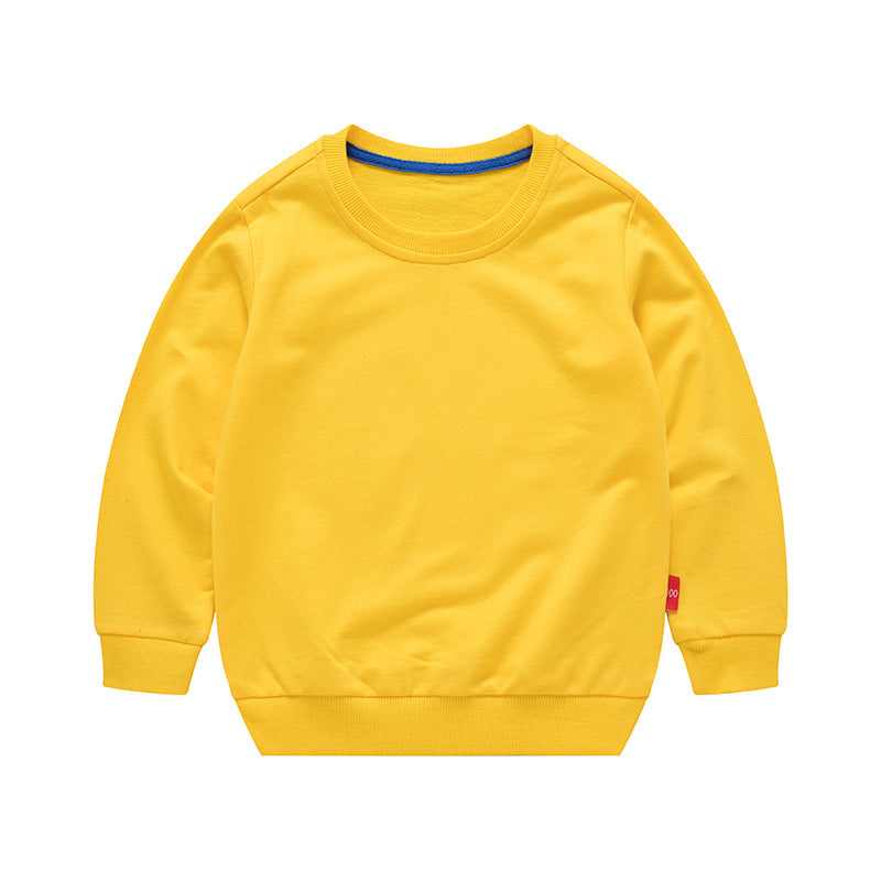 Boys Round Neck Solid Color Loose Long Sleeve Pullover | Nowena