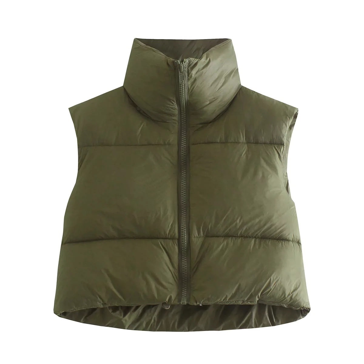 Winter Short Vest For Women Solid Color Zip Sleeveless Lapel Jacket Fashion Bread Coat | Nowena