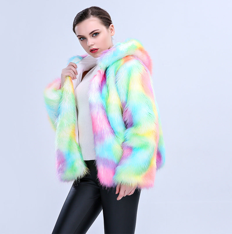 Colored Fox Fur Thicken Warm Fur Coat | Nowena