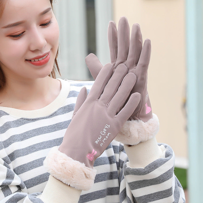 Winter Gloves Women Touch Screen Waterproof Outdoor Leather Thicken Warm Gloves Female Elastic Mittens | Nowena