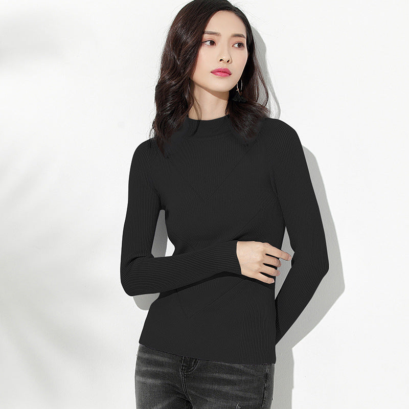 Women Solid Color High Neck Sweater | Nowena