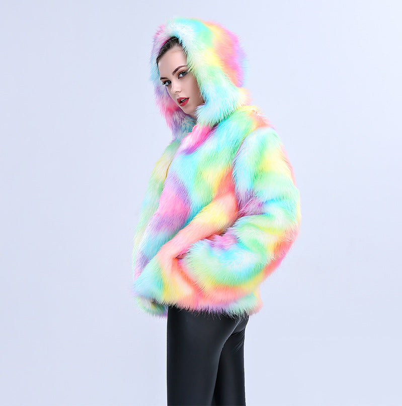 Colored Fox Fur Thicken Warm Fur Coat | Nowena