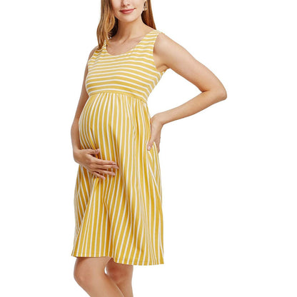 European And American New Striped Dress, Mother's Maternity Dress