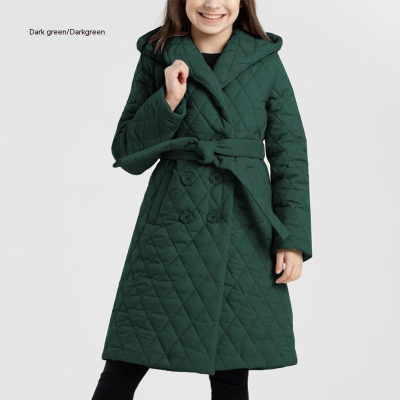 Long Coat Stand-up Collar Cotton-padded Clothes Warm And Windproof Children | Nowena