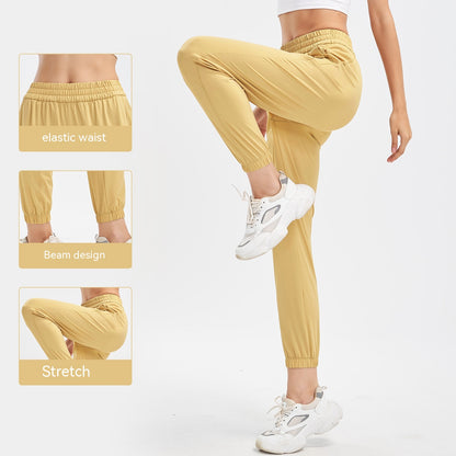Sun Protection Quick-drying Sports Trousers Thin Ankle-tied Sports Pants Wide Leg Loose Casual Breathable High Waist