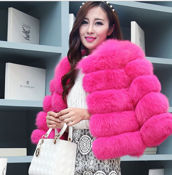 Women Warm Slim Short Faux Fox Fur Coat | Nowena
