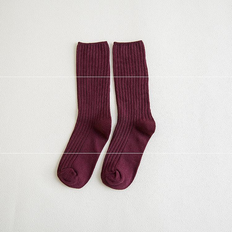 Women's Striped Color Double Pole Long Tube Cotton Socks | Nowena