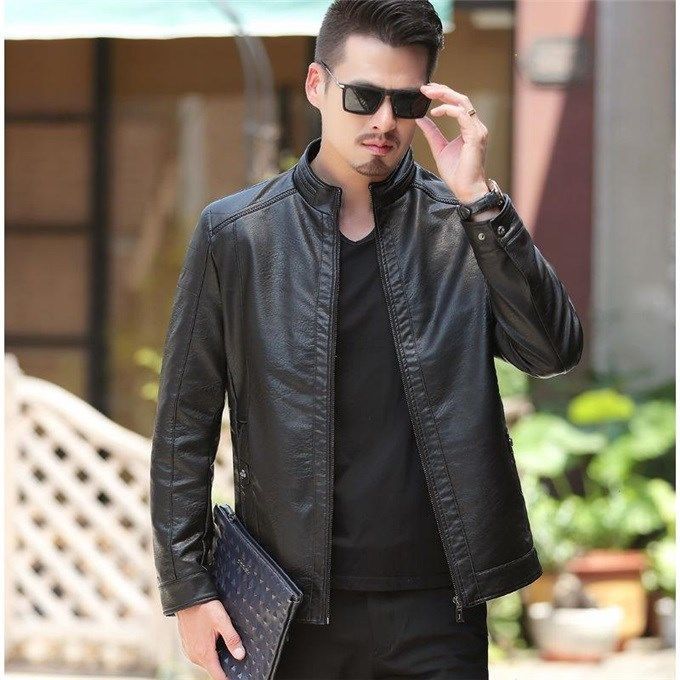 Men's Oblique Zipper Leather Jackets For Winter | Nowena