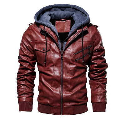 Removable Hood Winter Leather Jacket for Men | Nowena