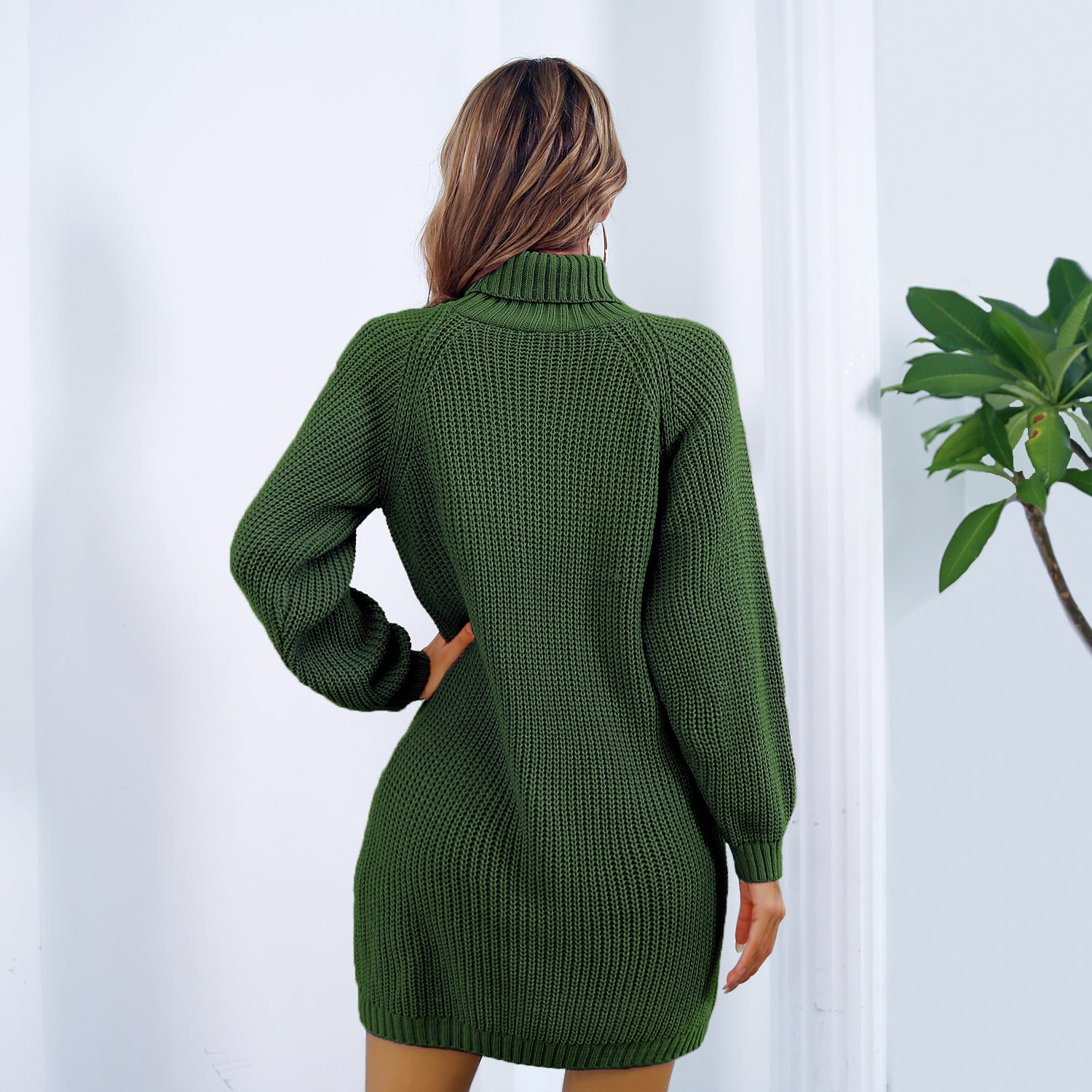 Winter Turtleneck Long Sweater Dress With Button Design | Nowena