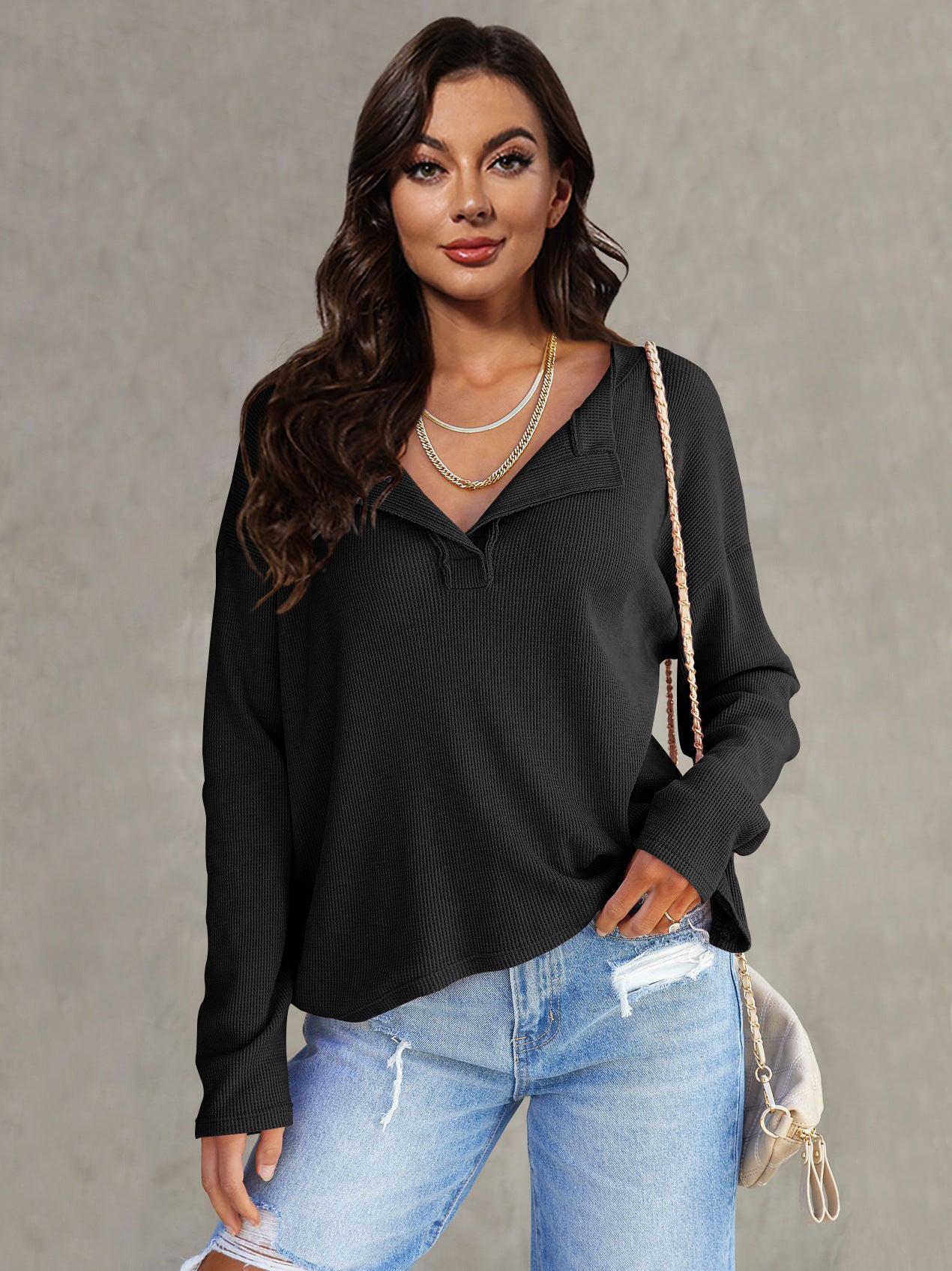Women's Fashionable Casual All-match V-neck Long-sleeved Top | Nowena