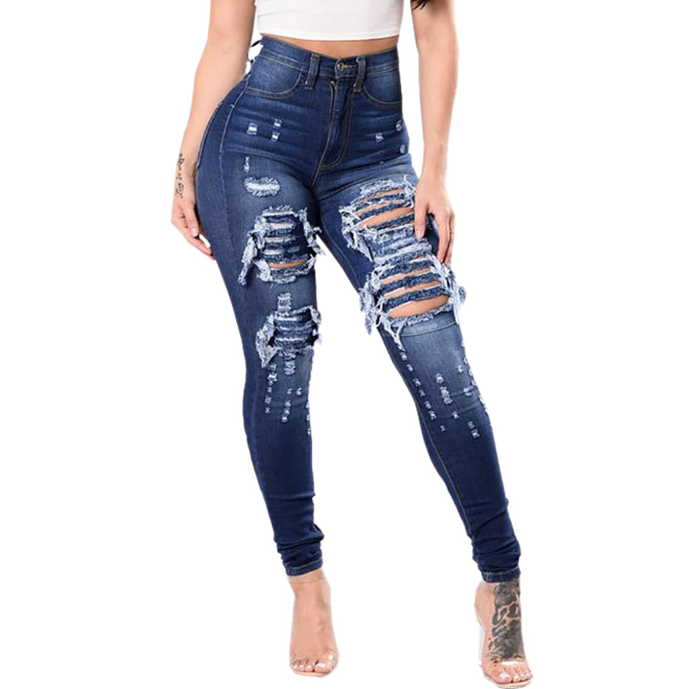 Women's ripped jeans pants