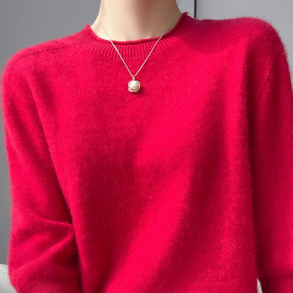 Spring Style Front Line Ready-made Garments Pure Wool Sweater Round Neck Curling Half Sleeve