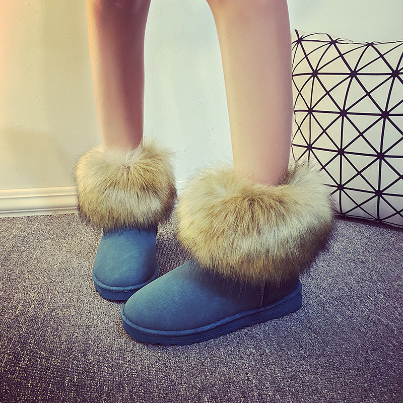 Fashion Women Winter Boots Waterproof Suede Faux Fur Slip-on Shoes | Nowena