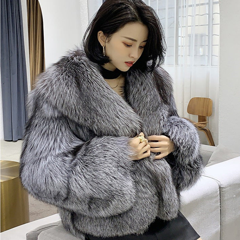Women's Short Faux Fox Fur Coat | Nowena