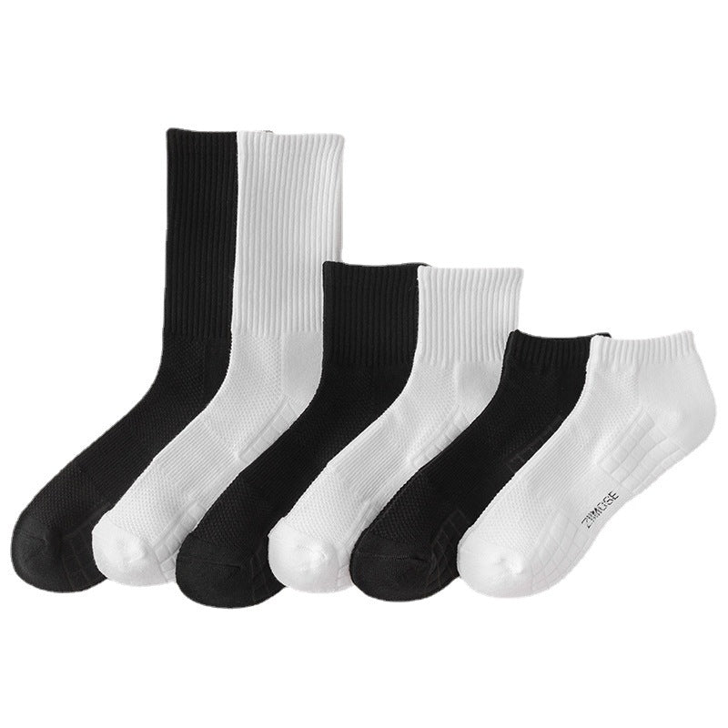 Absorbent Anti-odor Black And White High-top Basketball Socks For Men | Nowena