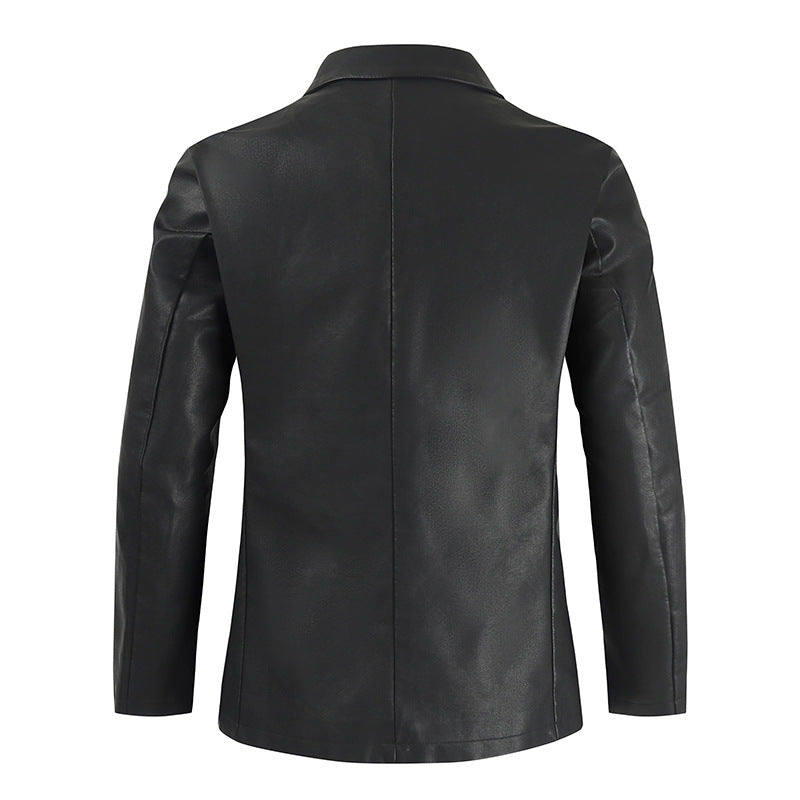 Thin Style Casual Polo Collar Leather Jacket Men's Coat | Nowena