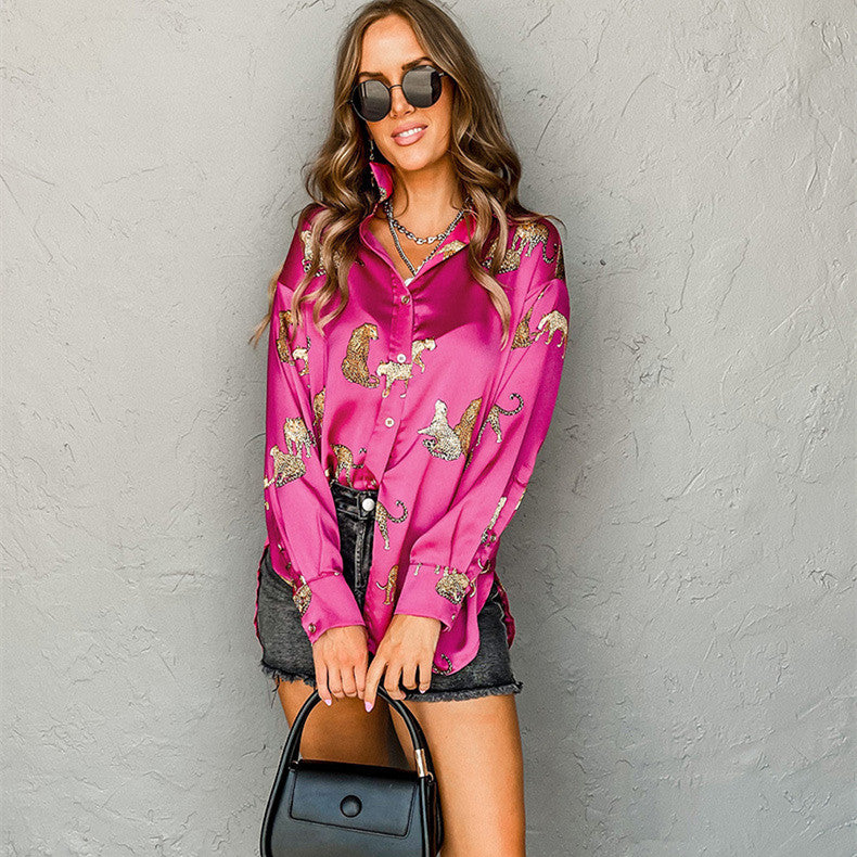 Solid Color Satin Long Sleeve Thin Blouse For Women | Nowena