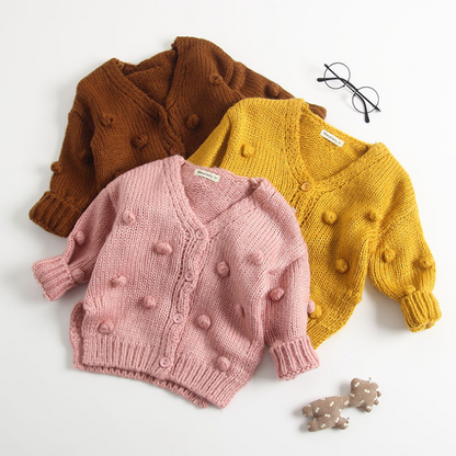Baby Girl Neck Button Down Cardigan Sweaters | Nowena