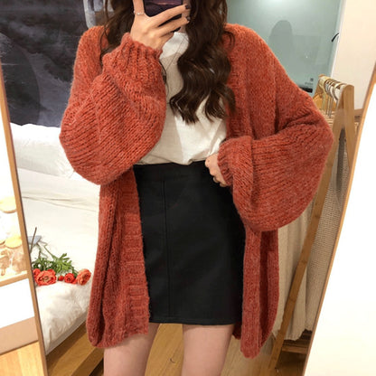 Long Cardigan Thick Loose Open Front Sweater | Nowena