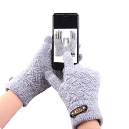 Knitted Touch-screen Gloves Winter Men's Finger Fleece Lined Padded | Nowena