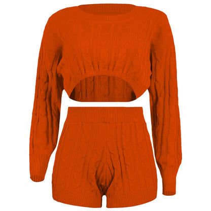 Two Piece Set Knitted Crop Pullovers Sweater