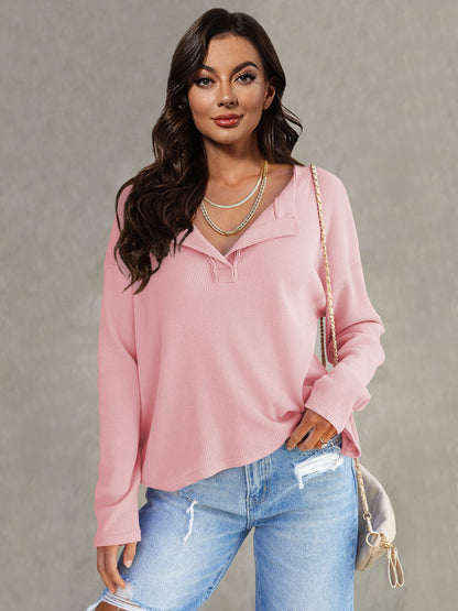 Women's Fashionable Casual All-match V-neck Long-sleeved Top | Nowena