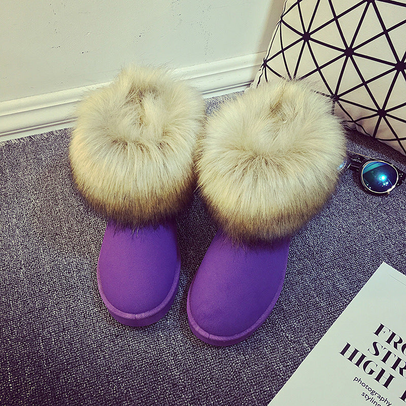 Fashion Women Winter Boots Waterproof Suede Faux Fur Slip-on Shoes | Nowena