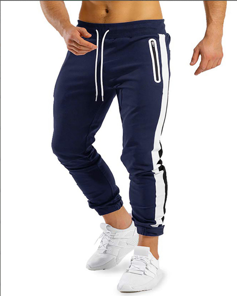 Latest Trendy Men's Running and Fitness Sports Trousers with Side Contrast Color and Velcro Closure