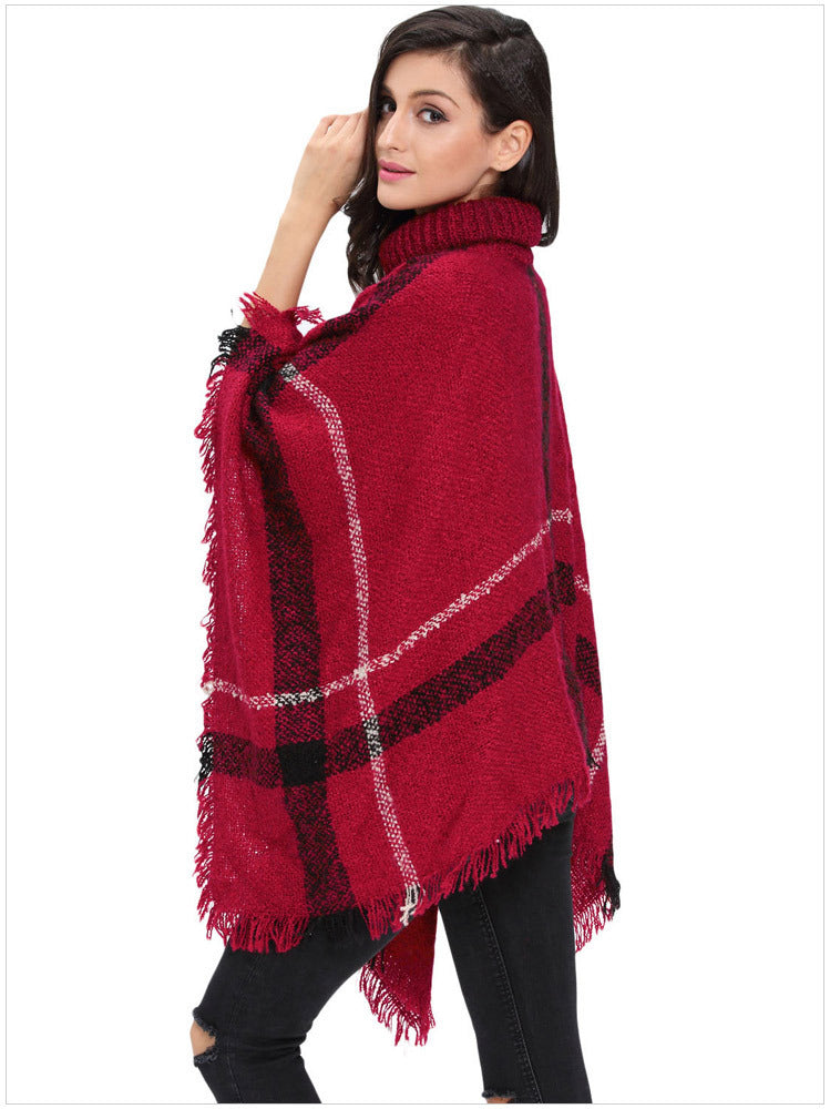 High collar fringed cloak shawl | Nowena