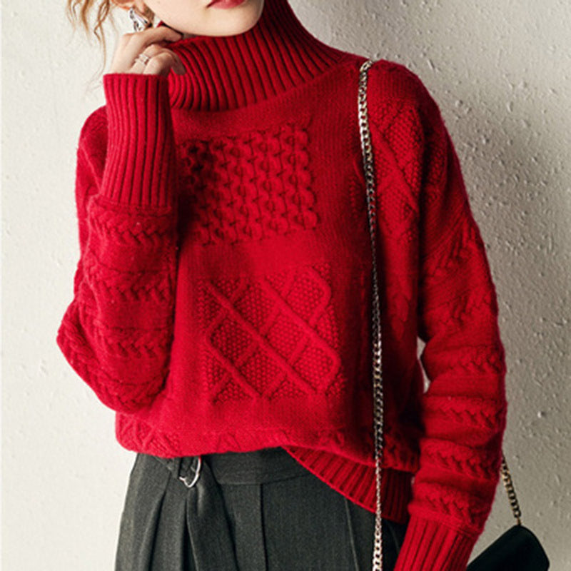 Women's Round Neck Thick Cashmere Knitted Bottoming Sweater | Nowena