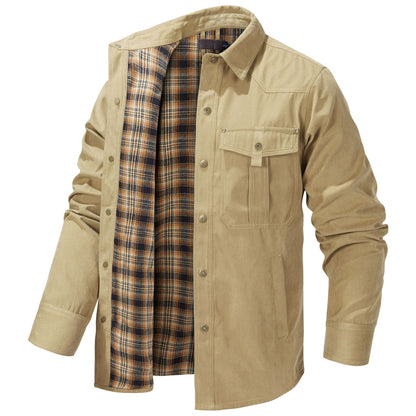 Lapel Plaid Flannel Casual Retro Western Style Jacket | Nowena