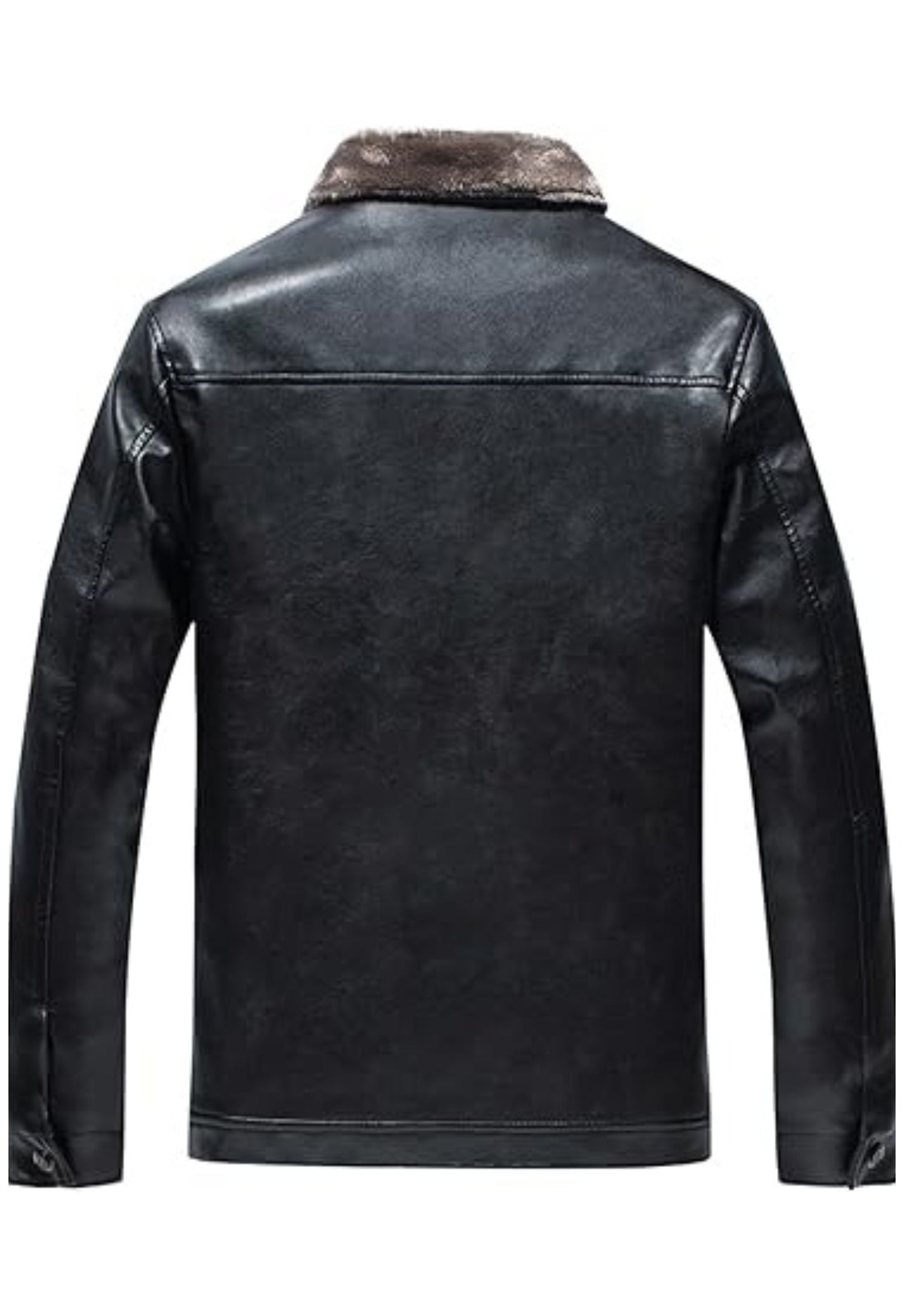 Mens Winter Fleece Thick Motorcycle Windproof Warm Leather Jacket