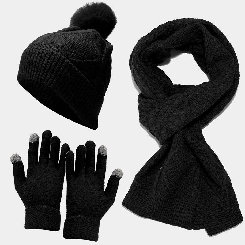 Three Piece Set Of Autumn And Winter Hats, Scarves, Gloves |Nowena