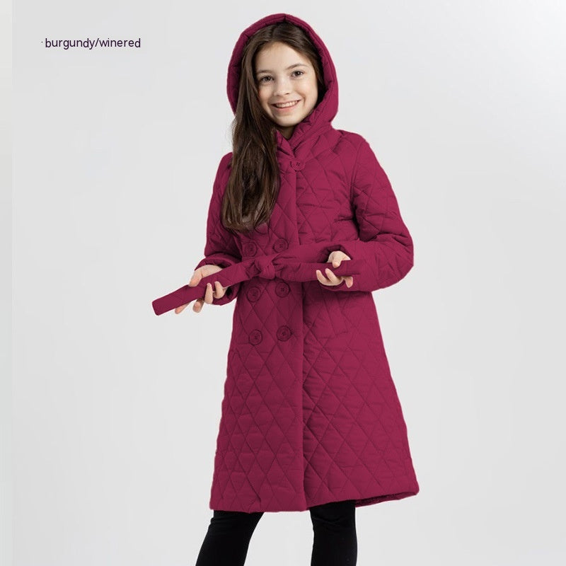 Long Coat Stand-up Collar Cotton-padded Clothes Warm And Windproof Children | Nowena