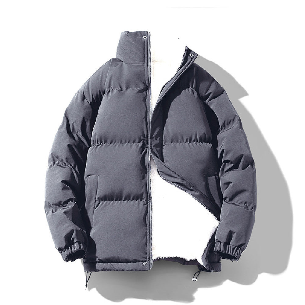 Men Warm Fleece Jacket Full Zip Stand Collar Cotton Padded Coat | Nowena