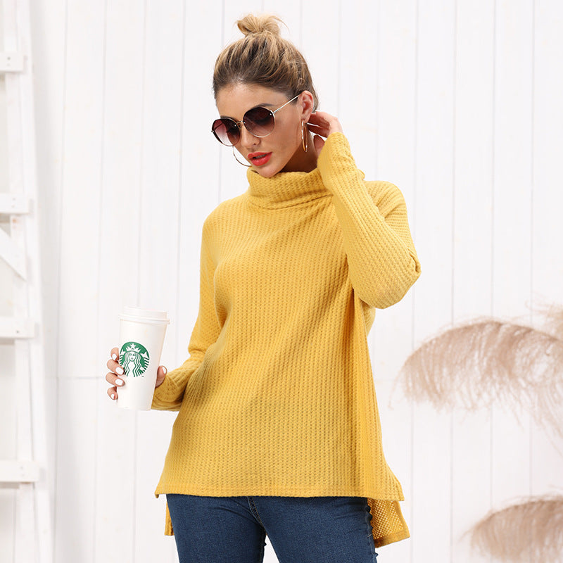 Turtleneck autumn and winter loose solid color knitted sweater | Nowena