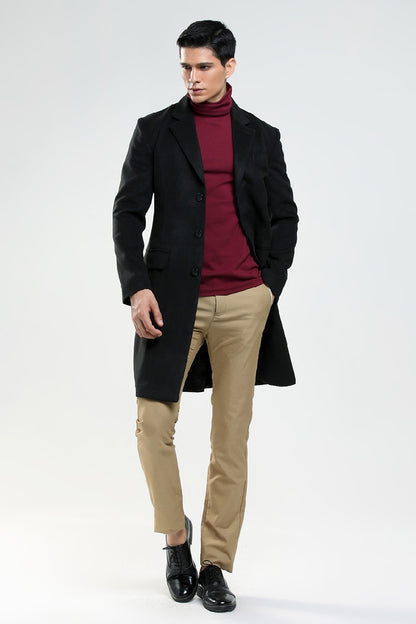 Autumn And Winter Men's Woolen Coat Slim And Long
