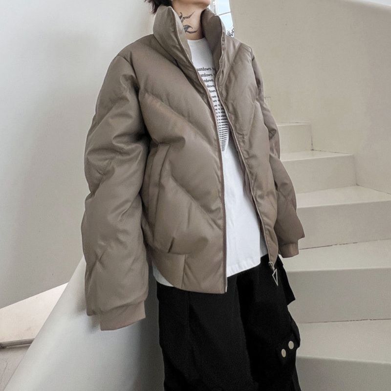 Loose Thick Leather Cotton-padded Coat