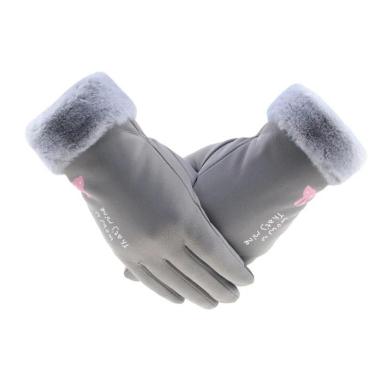 Winter Gloves Women Touch Screen Waterproof Outdoor Leather Thicken Warm Gloves Female Elastic Mittens