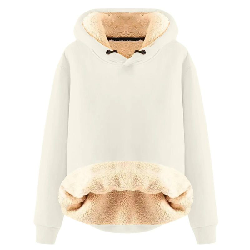 Fleece Hoodie Winter Lined Padded Warm Keeping Loose Hooded Sweater