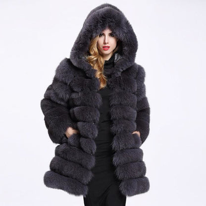 Mid-length Fox Fur Coat Women's  | Nowena