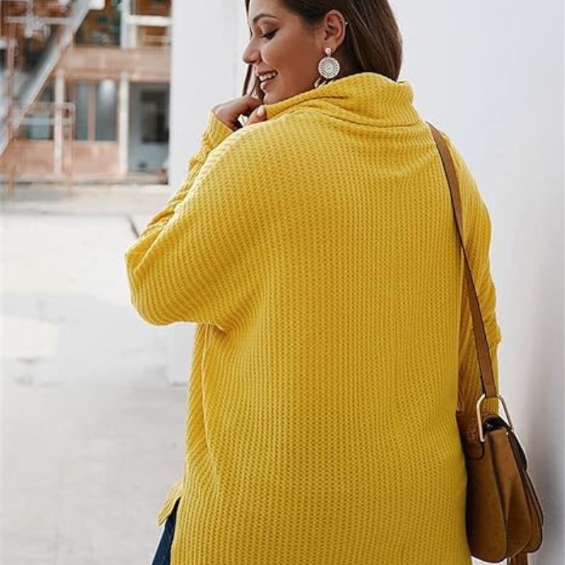 Plus Size Turtleneck autumn and winter loose solid color knitted sweater