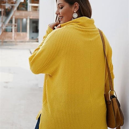 Plus Size Turtleneck autumn and winter loose solid color knitted sweater