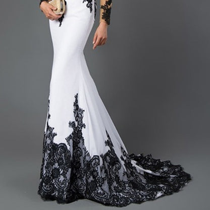 Embroidered Lace Maxi Dress With Fishtail Slim Tail