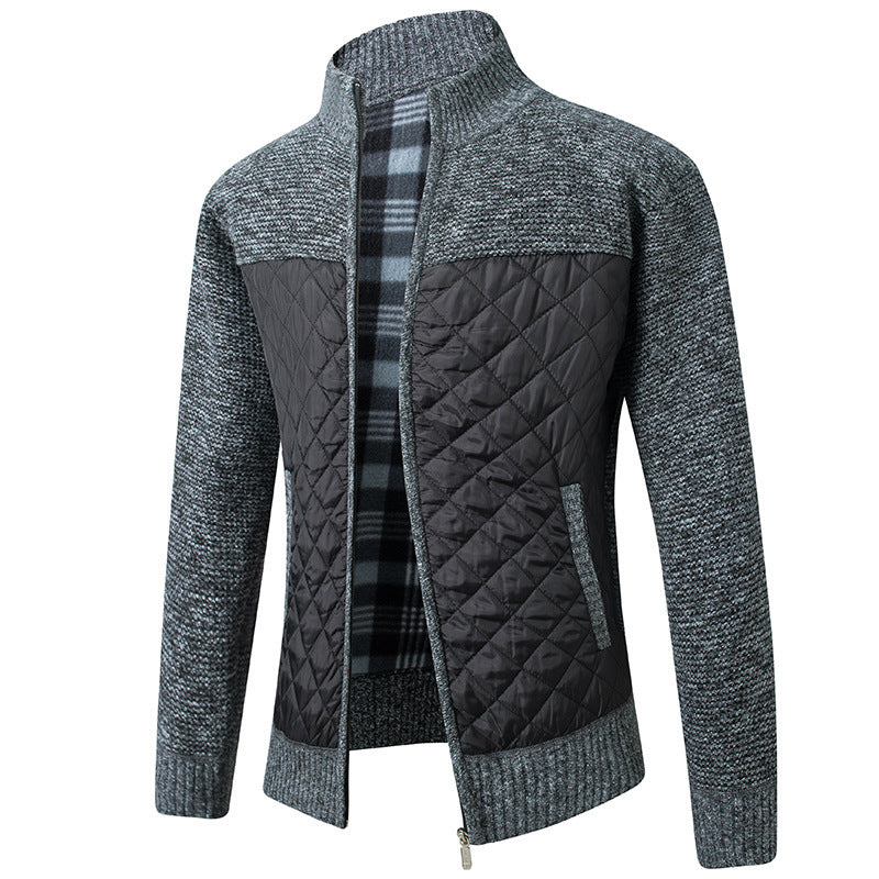 Men's Stand Collar Striped Plaid Zipper Sweater | Nowena