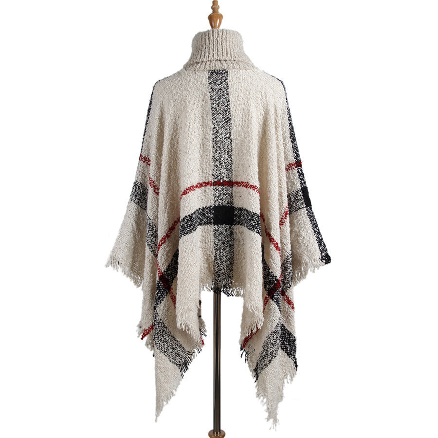 High collar fringed cloak shawl | Nowena